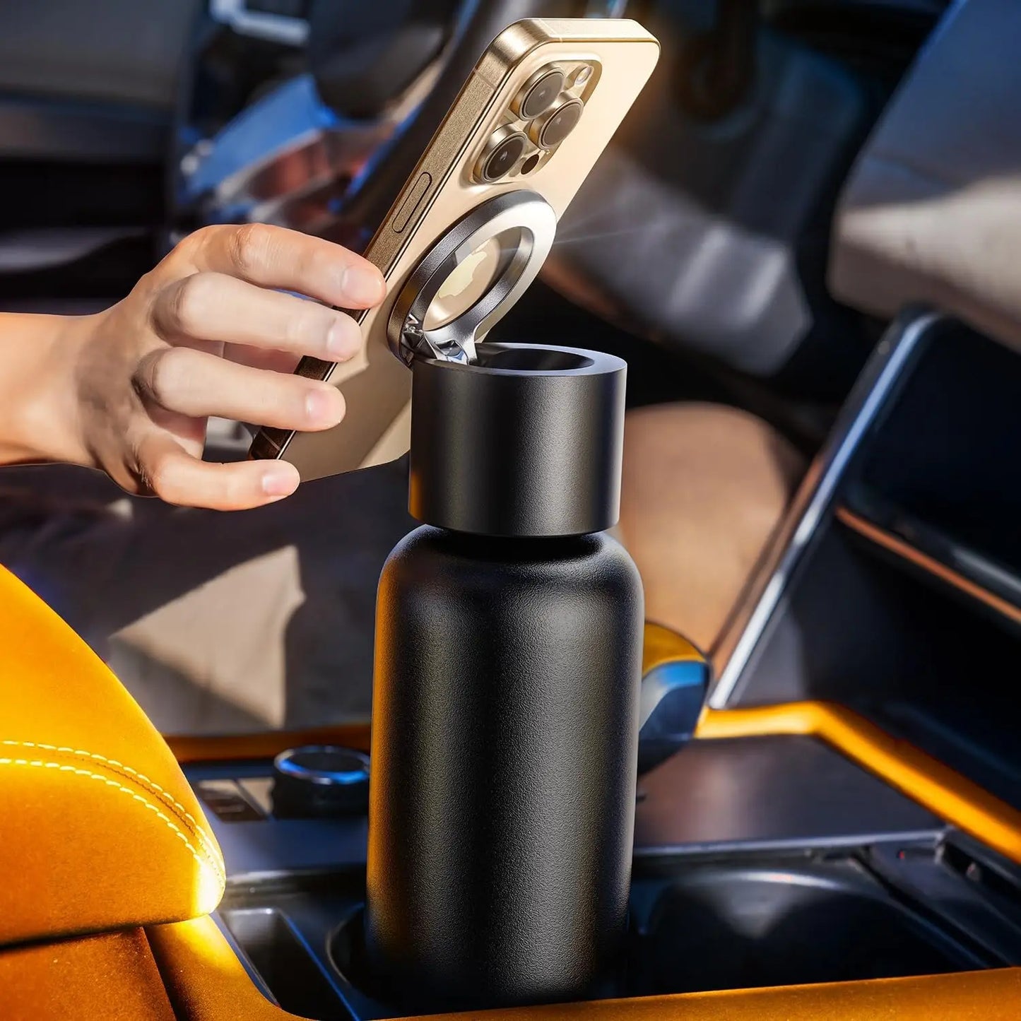 24Oz Insulated Magsafe Water Bottle Stainless Steel Double Wall Sport Magnetic Water Bottle with Phone Holder